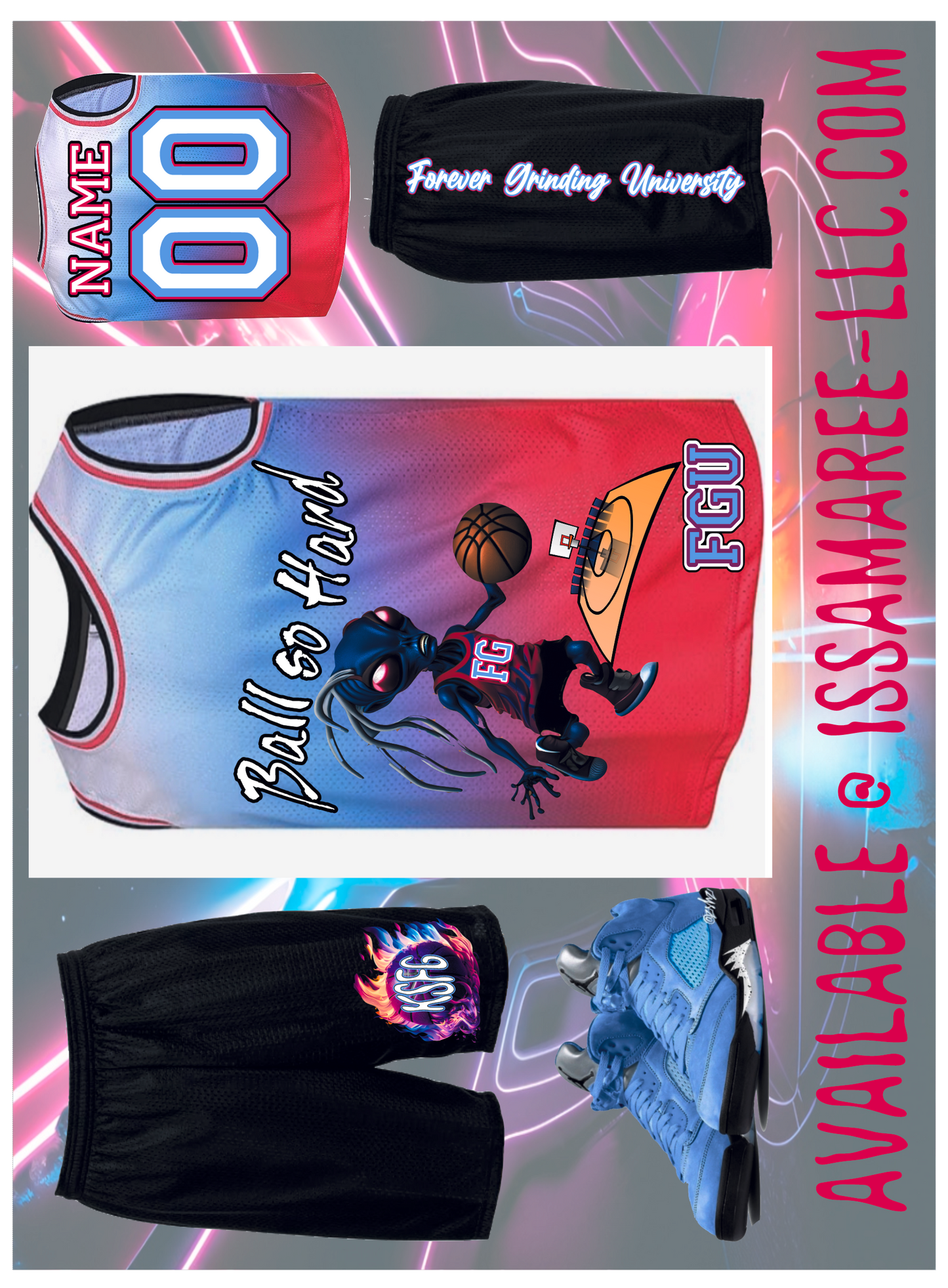 Forever Grinding University Basketball Jersey Set