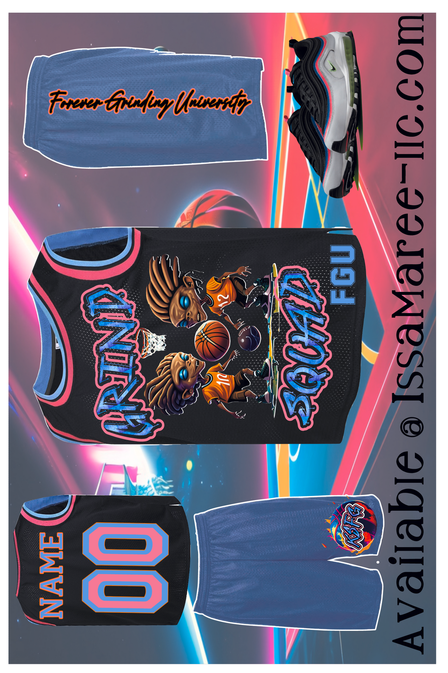 Forever Grinding University Basketball Jersey Set