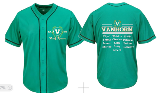 Vanhorn Reunion Baseball Jersey